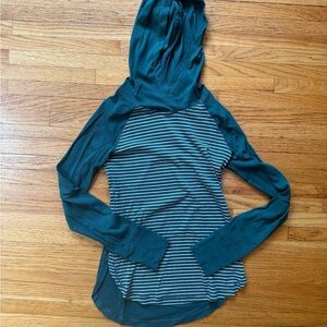 Eddie Bauer Teal Striped Hoodie Sweatshirt